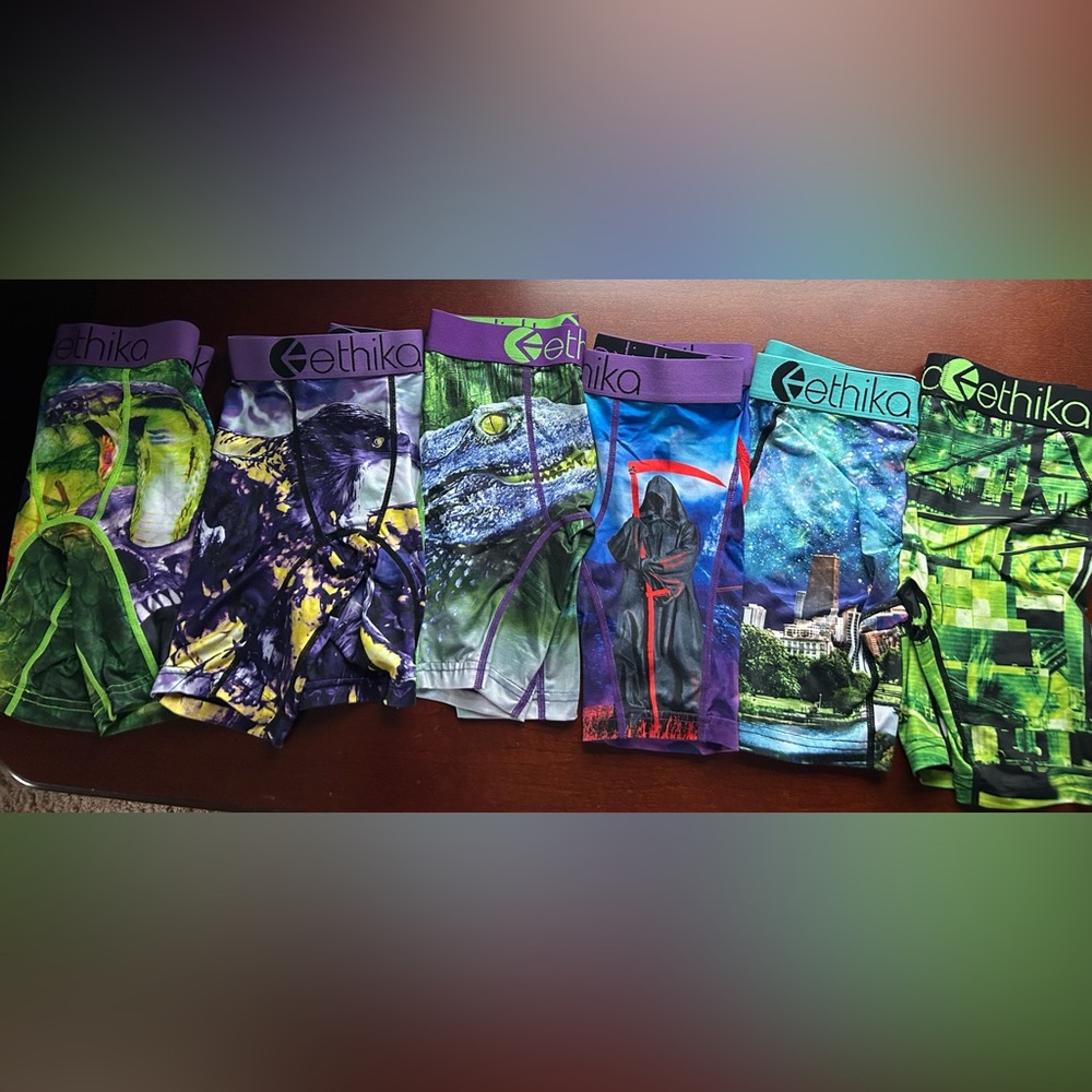 Ethika Colorful Graphic Boxer Briefs Collection- 6 pairs size youth medium